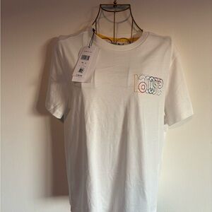 Lacoste White Tee with Multicolor Graphic